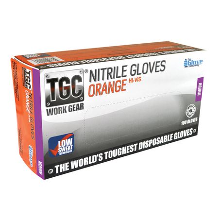 160032 - TGC Orange Hi-Vis Nitrile Gloves 100 Pack Medium