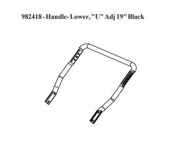 982418 Handle-Lower,"U",Adj 19" Blk