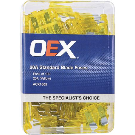 ACX1605 - OEX Standard Blade Fuse, 20a Yellow - Pack Of 100