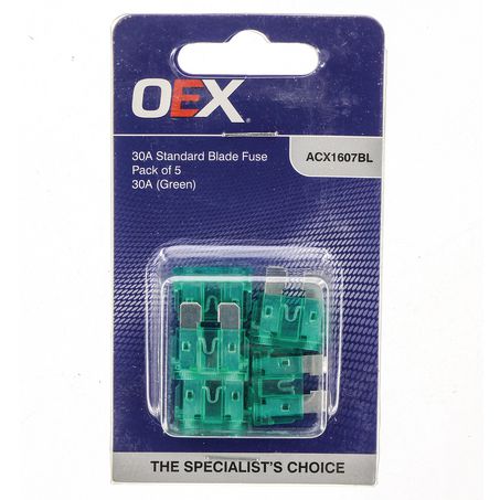 ACX1607BL - OEX Standard Blade Fuse, 30a Green - Pack Of 5