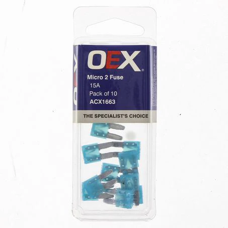 ACX1663 - Oex Micro 2 Blade Fuse, 15a Blue - Pack Of 10
