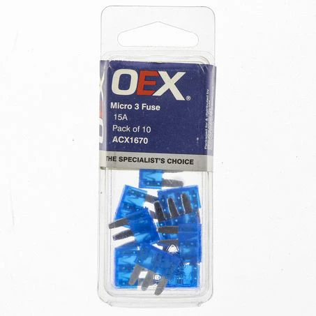 ACX1670 - Oex Micro 3 Blade Fuse, 15a Blue - Pack Of 10