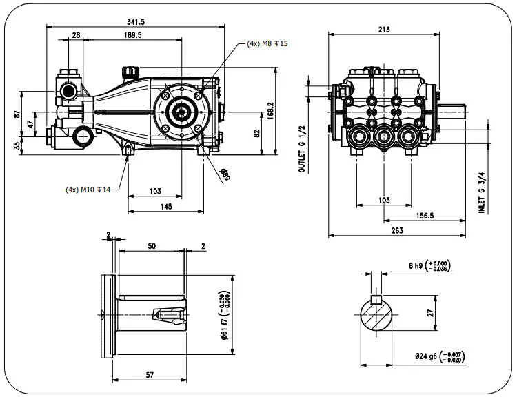 Hawk Pump XLT3025IR - 3625 PSI Triplex Plunger Pump (30 LPM) - Image 2