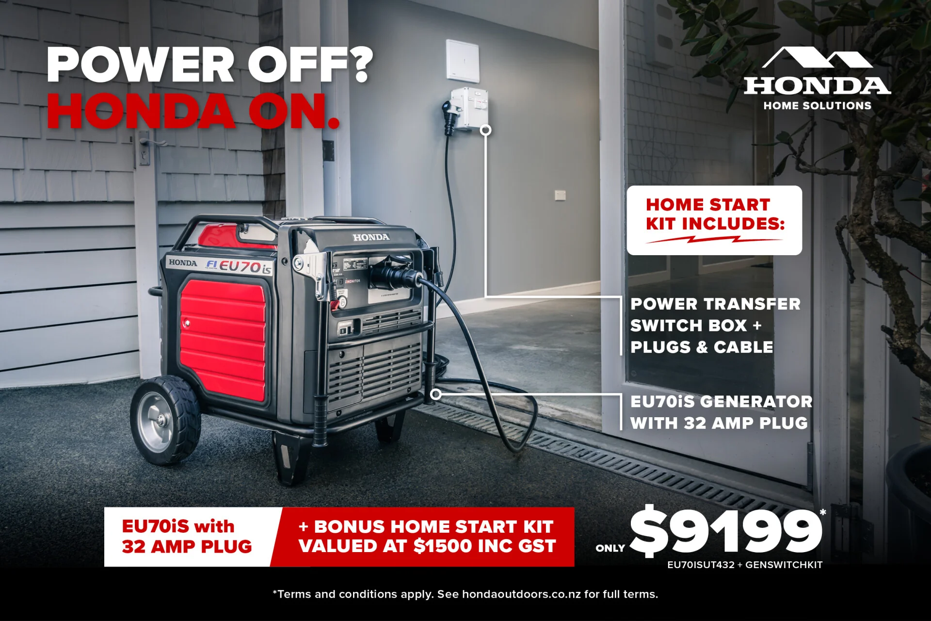 Honda Eu70Is Inverter Generator (32 Amp) *BONUS HOME START KIT* - Image 4