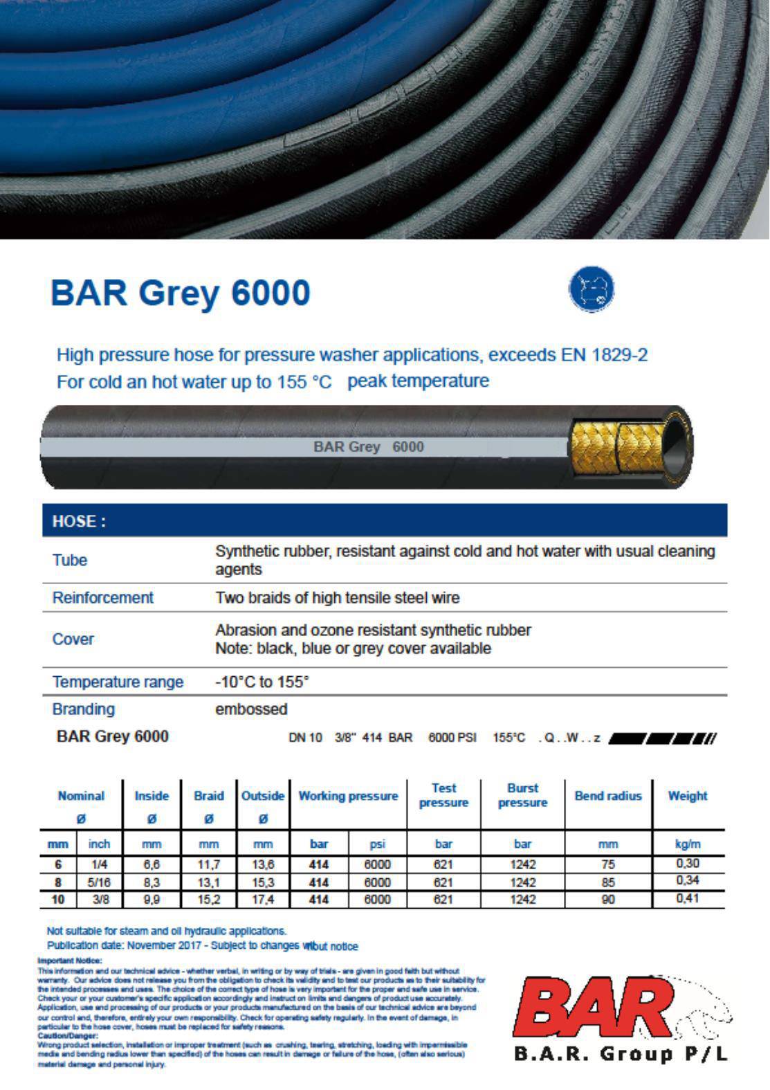 Hose Grey R2 50M (2 Wire Rated To 5800Psi) - Image 2
