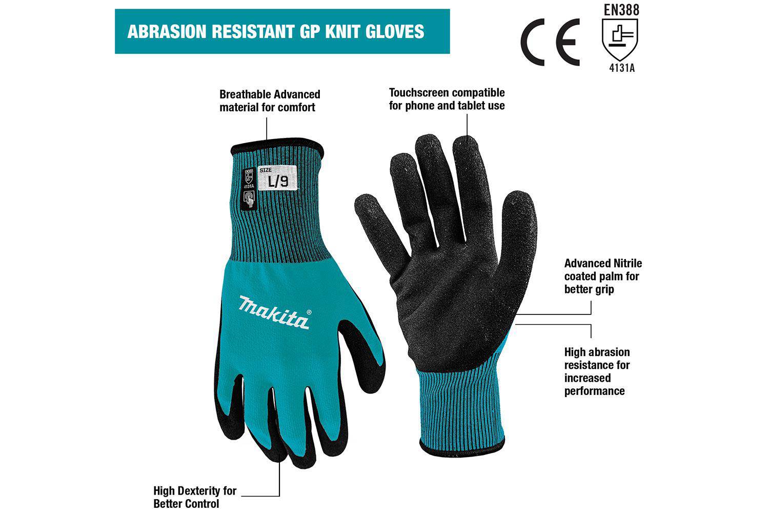 Makita - Abrasion Resistant Gp Knit Gloves - Image 2
