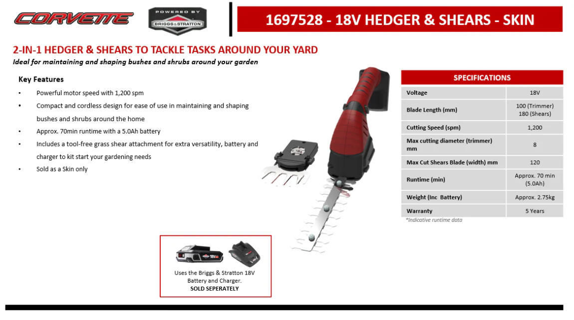 Victa 18V Hedge Trimmer and Shears - Image 2